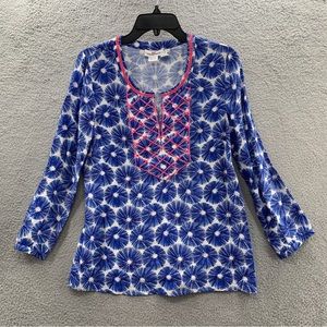 Vineyard Vines Women’s Sea Urchin Sequin Embroidered Tunic Blouse Top Viscose S